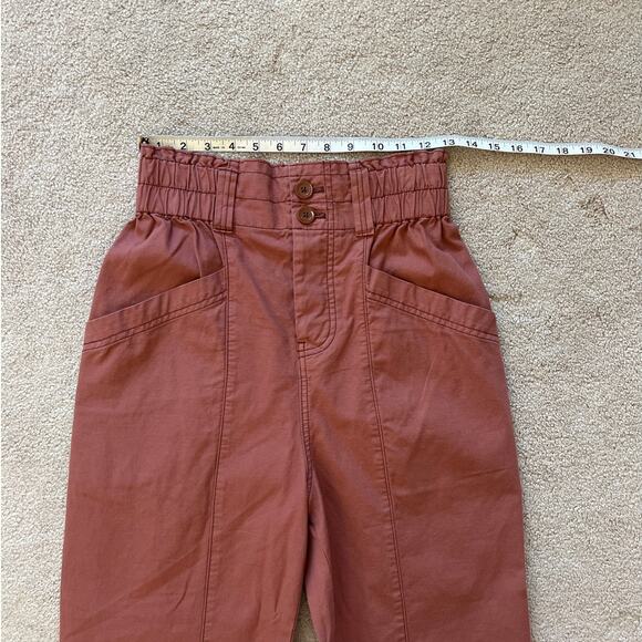 Free People Ready To Run Cinch Waist Pants Size XS Rust Baggy Barrel Tapered - Picture 7 of 9